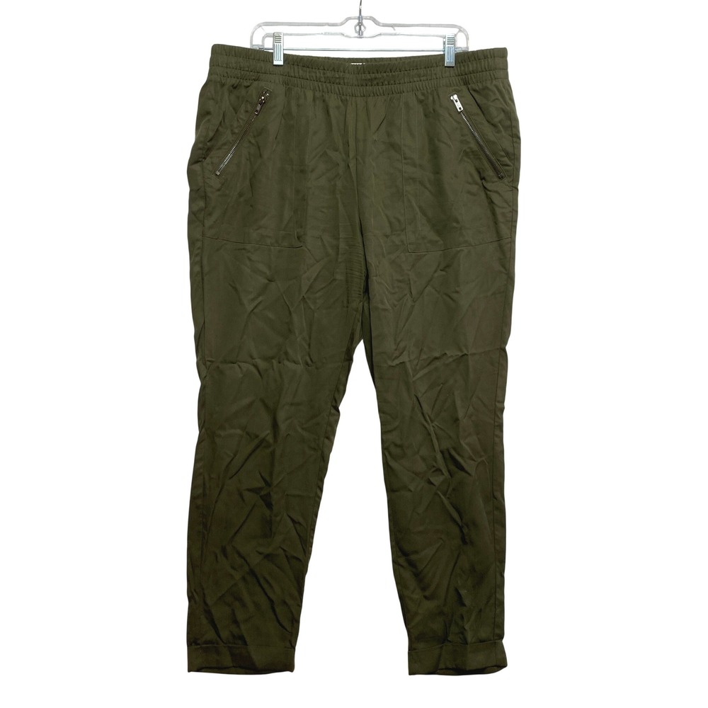 Juicy Couture Pants Womens XL Green Jogger Elastic Waist Zipper Pockets